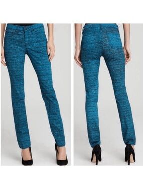 Rag & Bone Skinny Jeans Turquoise Blue and Black Tweed Print Stretchy size 30